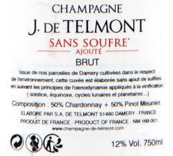Champagne J. Telmont - Brut Sans Soufre