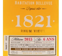 Habitation Bellevue 1821 - Rhum Vieux 2015