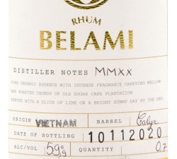 Rhum Belami - Calyx, étiquette