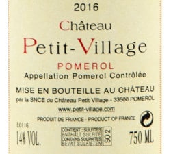 Château Petit-Village - Pomerol, contre-étiquette