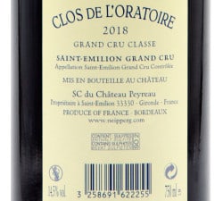 Château Peyreau - Clos de l'Oratoire, Saint-Émilion, contre-étiquette