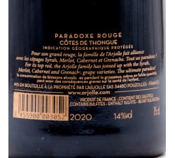 Arjolle - Paradoxe Rouge, contre-étiquette