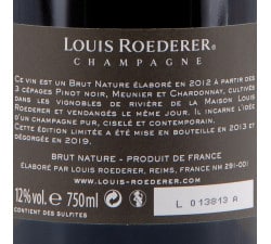 Champagne Roederer - Brut Nature Millésime 2012, contre-étiquette
