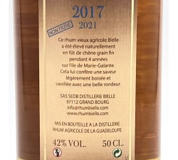 Bielle Marie-Galante 2017 - Rhum agricole 4 ans, contre-étiquette