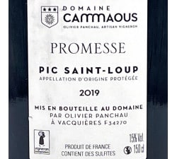 Domaine Cammaous - Promesse Magnum, contre-étiquette