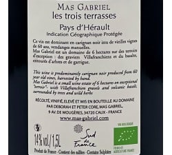 Mas Gabriel - Trois Terrasses Magnum, contre-étiquette